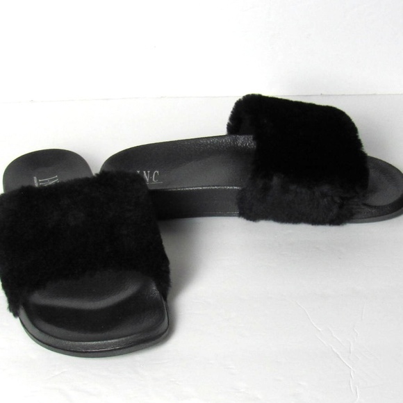 Black Faux Fur Slippers - Picture 5 of 5